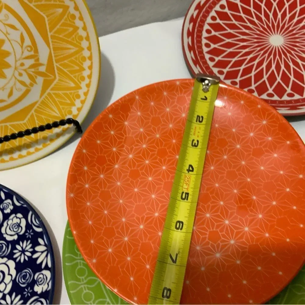 Annovero Salad Plates - Modern Boho Dish Set of 5 Porcelain Stoneware Dinnerware